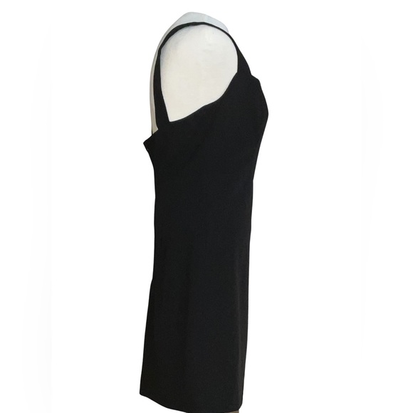 Lulus Black Square Neck Mini Dress Size L NWT Bodycon Sheath LBD Cocktail Party - Picture 4 of 12
